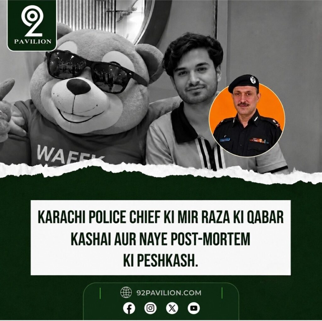 Mir Raza Ali with the Wafflix mascot alongside Karachi Police Chief Azad Khan