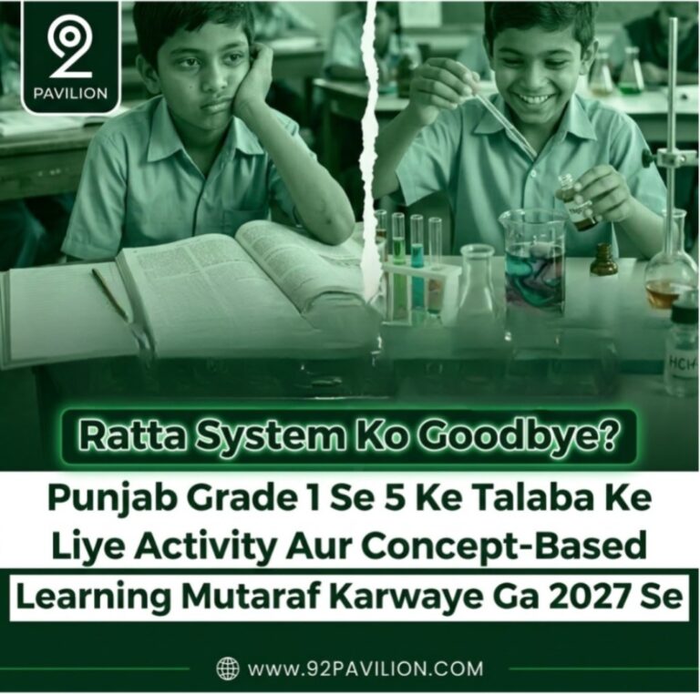 Split image of a bored student with textbooks and an engaged student doing a science experiment, representing Punjab's curriculum shift