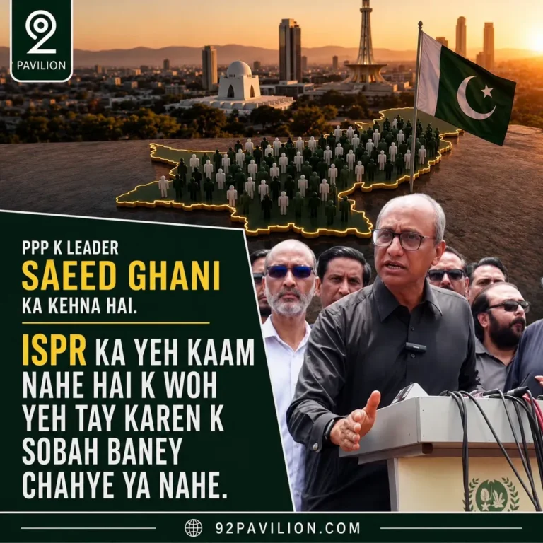 Sindh Local Government Minister Saeed Ghani addresses reporters at a press conference in Karachi